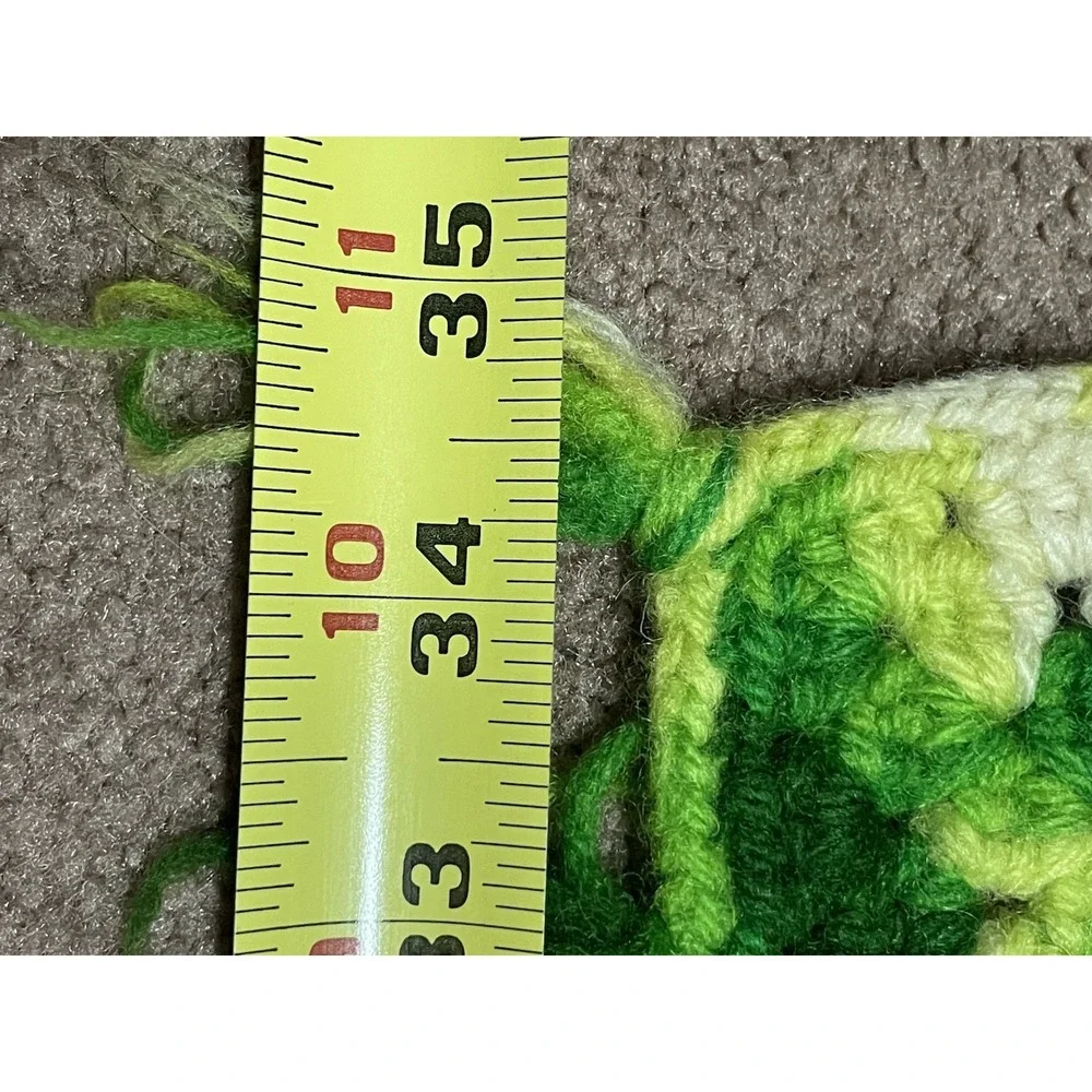 Vtg 70s Style Granny Squares Shamrock Green Crochet Throw‎ Blanket Afghan 43
